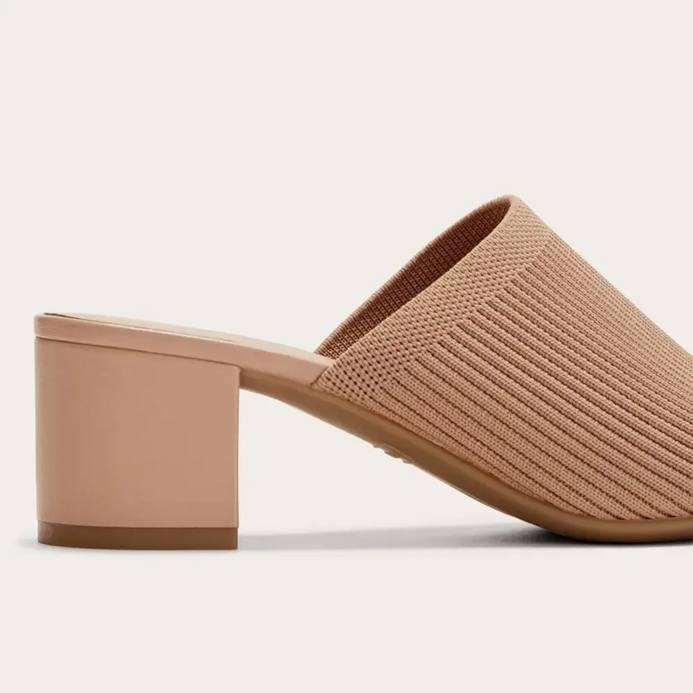 Everlane Glove Mule ReKnit Blush Tan Block Heel Sandal Size 8 New Without Box - Picture 5 of 8